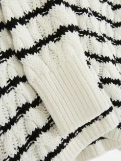 Pull En Maille Torsadée à Rayures