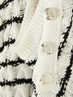 Pull En Maille Torsadée à Rayures