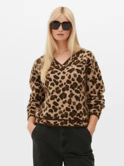 Pull Léopard à Col En V