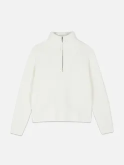 Pull Tricoté à Encolure Zippée