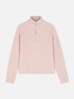 Pull Tricoté à Encolure Zippée