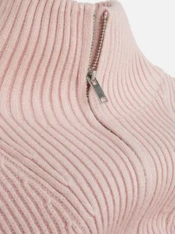 Pull Tricoté à Encolure Zippée