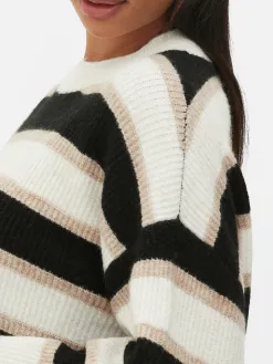 Pull Tricoté Avec Manches à Revers