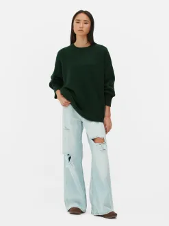 Pull Tricoté Avec Manches à Revers