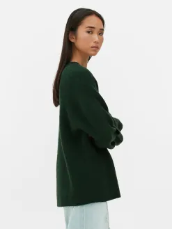 Pull Tricoté Avec Manches à Revers