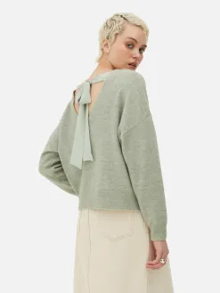 Pull Tricoté Avec Nœud Dans Le Dos