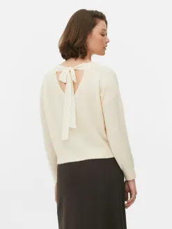 Pull Tricoté Avec Nœud Dans Le Dos