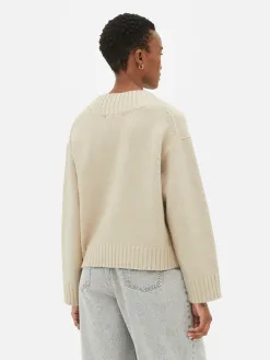Pull Tricoté épais à Col En V