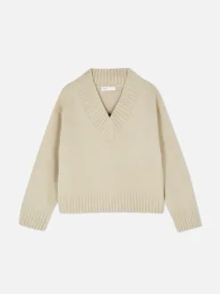 Pull Tricoté épais à Col En V