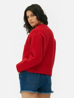 Pull Tricoté épais à Col En V