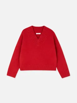 Pull Tricoté épais à Col En V