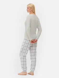 Pyjama à Manches Longues Avec Bas à Carreaux