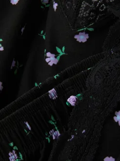 Pyjama Caraco à Finitions En Dentelle