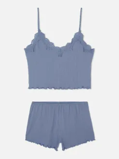 Pyjama Caraco Court Et Short Froissés