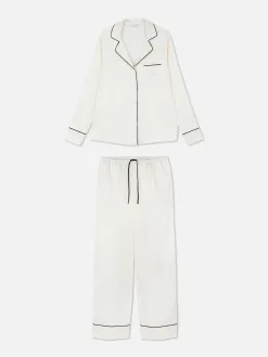Pyjama Chemise à Manches Longues En Satin