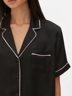 Pyjama Chemise De Nuit Et Short En Satin