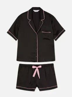 Pyjama Chemise De Nuit Et Short En Satin