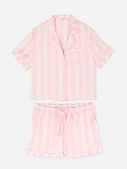 Pyjama Chemise Et Short En Satin