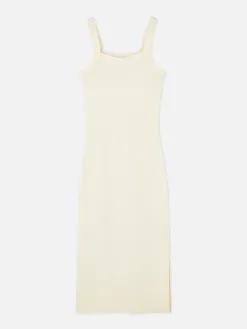 Robe Côtelée à Encolure Carrée