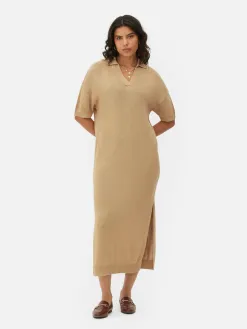 Robe Mi-longue Avec Col En V