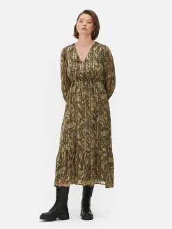 Robe Mi-longue Boho à Col En V
