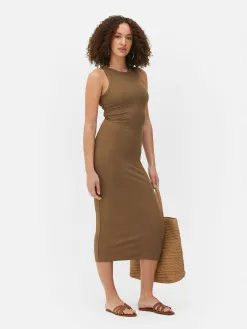 Robe Mi-longue Côtelée à Dos Nageur