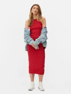 Robe Mi-longue Côtelée à Dos Nageur