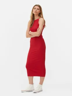 Robe Mi-longue Côtelée à Dos Nageur