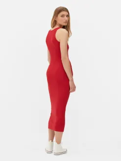 Robe Mi-longue Côtelée à Dos Nageur