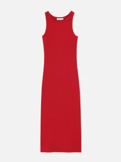 Robe Mi-longue Côtelée à Dos Nageur
