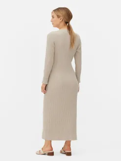 Robe Portefeuille De Maternité Mi-longue En Maille
