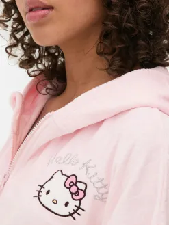 Sweat à Capuche Zippé En Velours à Coordonner Hello Kitty