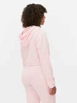 Sweat à Capuche Zippé En Velours à Coordonner Hello Kitty