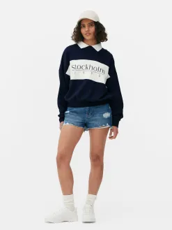 Sweat-shirt Graphique à Col