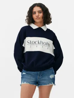 Sweat-shirt Graphique à Col