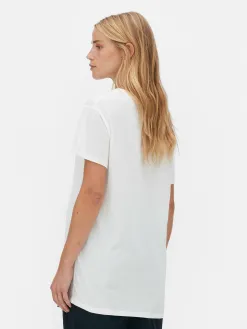T-shirt à Col En V En Coton Mélangé