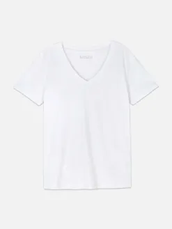 T-shirt à Col En V Et Manches Courtes