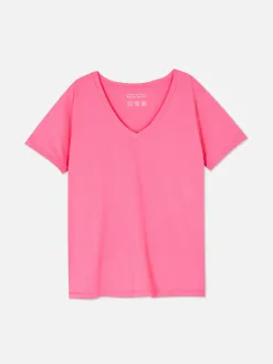 T-shirt à Col En V Et Manches Courtes