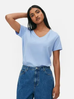 T-shirt à Col En V Et Manches Courtes