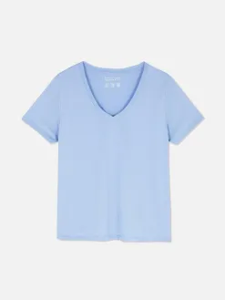 T-shirt à Col En V Et Manches Courtes