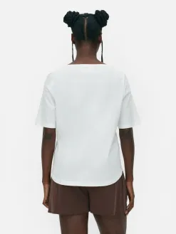 T-shirt à Col En V Et Manches Courtes