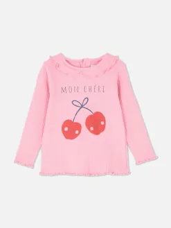 T-shirt Imprimé à Ourlet Ondulé