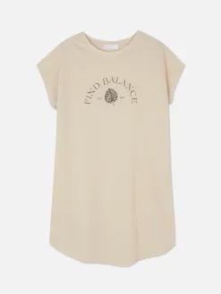 T-shirt Long Imprimé à Manches Courtes
