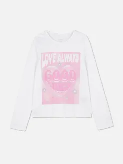 T-shirt Manches Longues à Imprimé Sur Le Buste