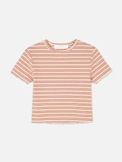 T-shirt Texturé à Ourlet Ondulé