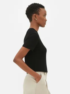 T-shirt Tricoté à Col Rond