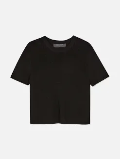 T-shirt Tricoté à Col Rond