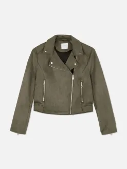 Veste De Motard Imitation Daim