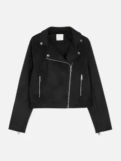 Veste De Motard Imitation Daim