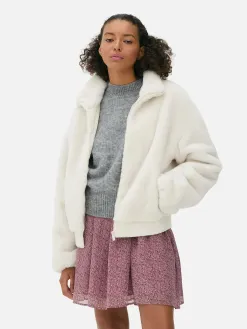 Veste Zippée En Fausse Fourrure